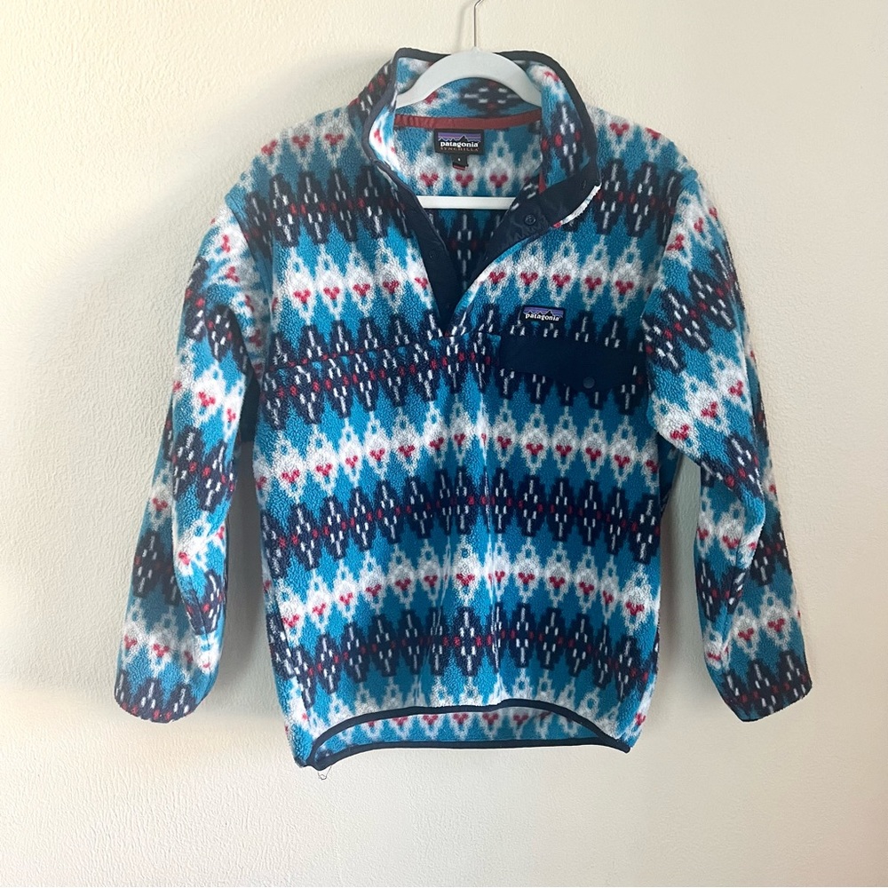 Patagonia Mens Small Synchilla Snap-T Fleece Pullover Jacket Forest Carpet Blue